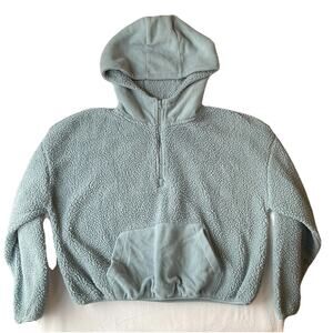 Hippie Rose Women Hoodie Size XL Light Blue Fleece Long Sleeve Pullover Half Zip